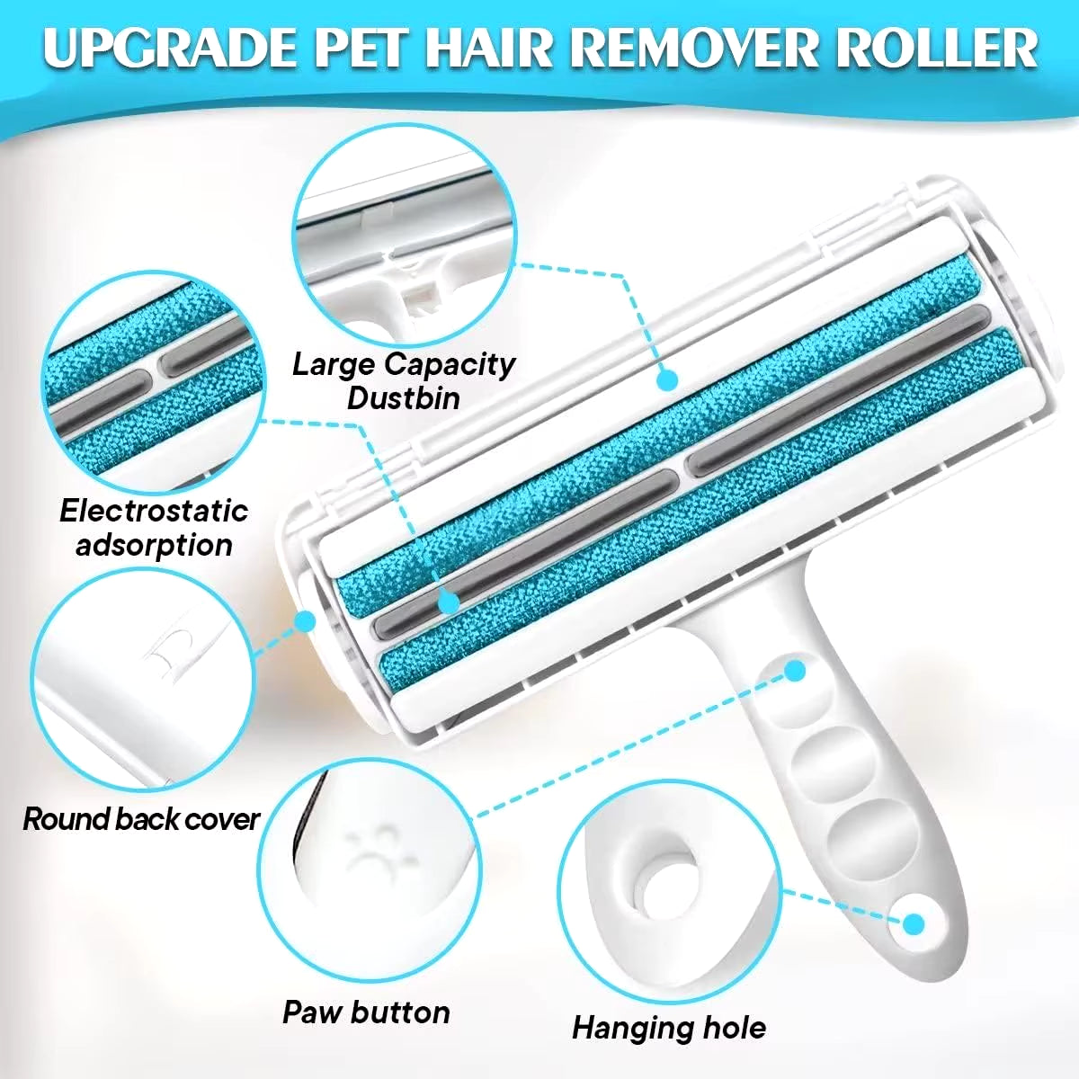 Pet Hair Remover Roller-Cat and Dog Hair Remover for Couch, Carpet,Clothing,Bedding - Portable, Multi-Surface Fur Removal Tool